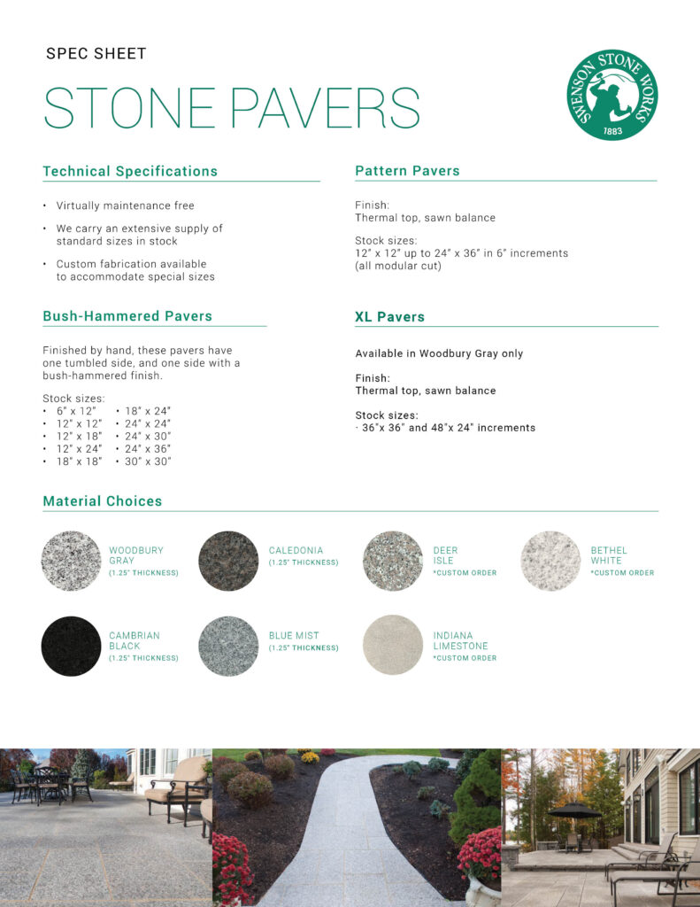 Pavers Spec Sheet