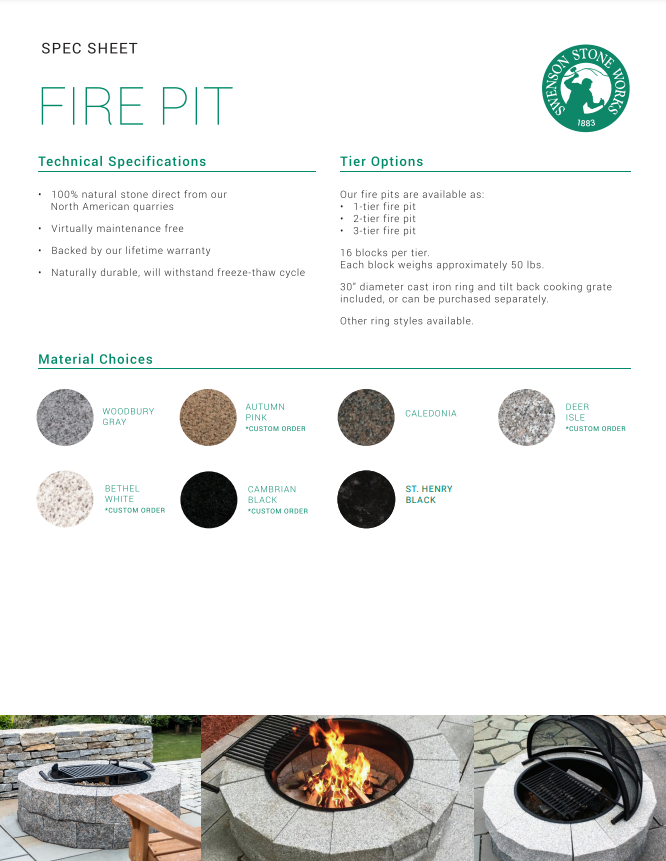 Fire Pit Spec Sheet