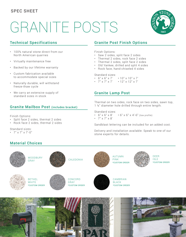 Granite Post Spec sheet