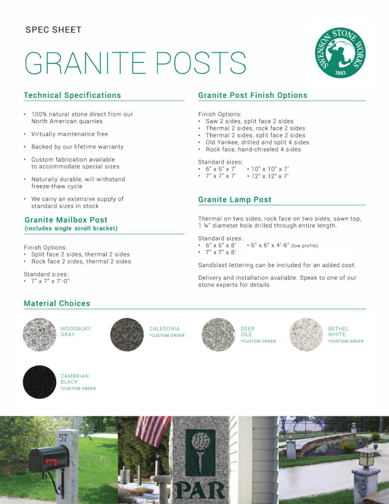 Granite Post Spec sheet